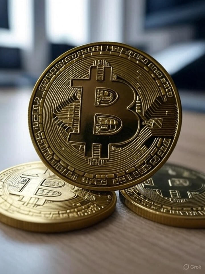 Investissement crypto avec une piece de Bitcoin