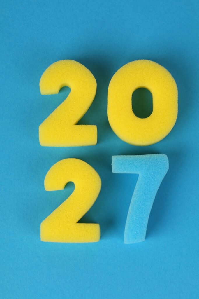 Le chiffre 2027 coloré sur un fond coloré